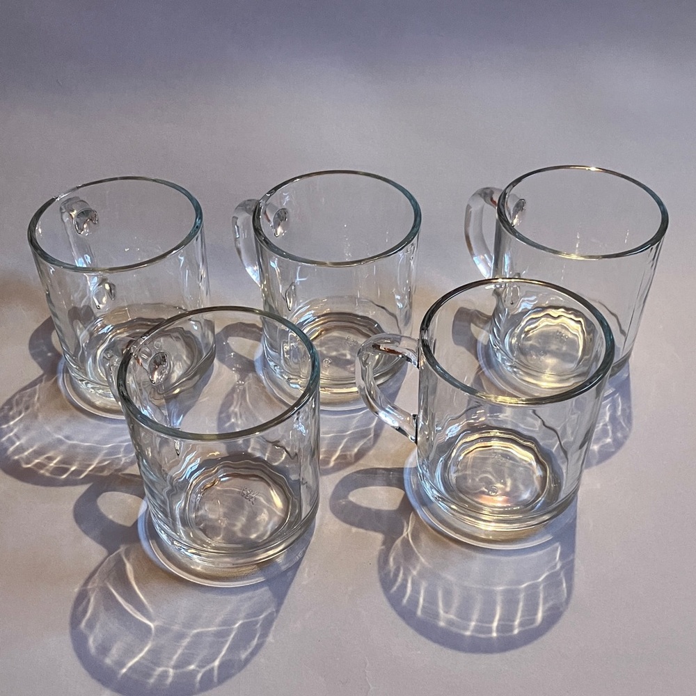 Vintage Anchor Hocking 5 Glass Mugs-